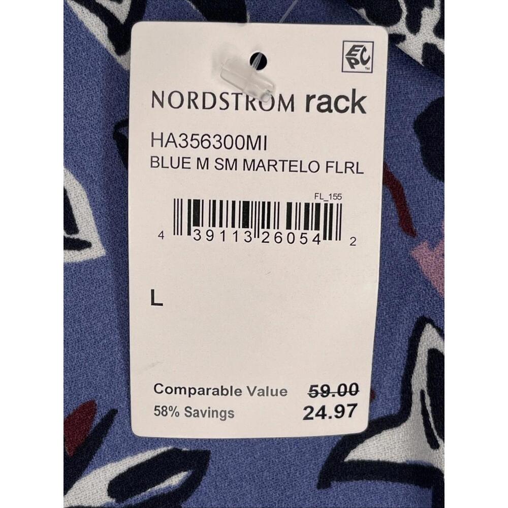 Halogen Womens Size Large Blue Floral A-Line Dress Sleeveless - Picture 9 of 9